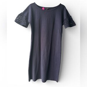LOFT Stretchy Navy Eyelet Sleeve Dress